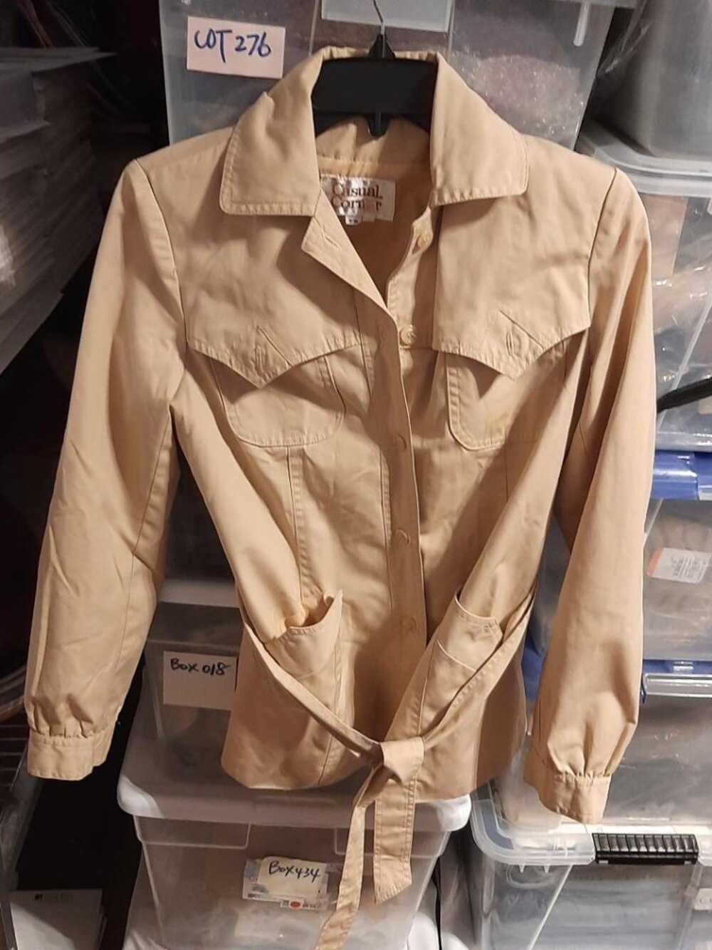 Vintage Casual Corner Women Utility Jacket 4 Pockets Button Tan Size 9/10